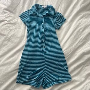Frankie's Bikinis Teal Striped Button-Up Top